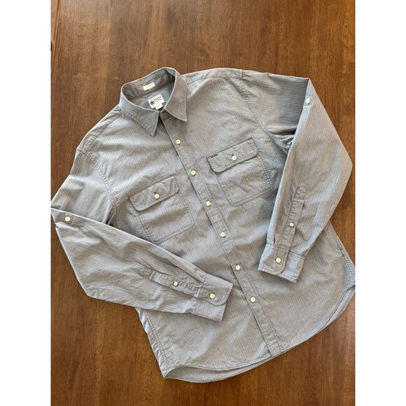 J.Crew Men’s Tailored Fit Shirt M Gray Stripe Roll-Tab Sleeves 100% Cotton - Picture 11 of 14